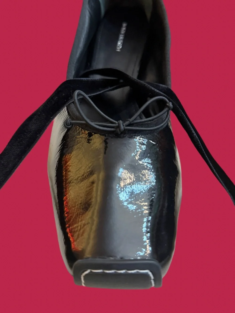 Tory Burch Black Patent Leather Ballet Flats with Ankle Ties